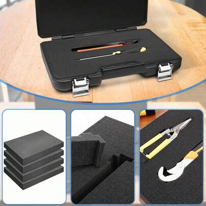 Polyethylene Tool Foam Sheets, Black, Cut-To-Size, Uncharged, No Assembly, No Battery Required, With Drawer Padding And Storage Shadow Inserts For Organizer Boxes, Chess Box Inserts, Tool Box Cushioning
