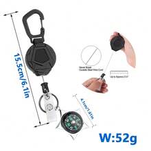 Outdoor Compass Climbing Buckle Retractable Key Chain Steel Rope Retractable 23.6 Inches, Heavy Duty Outdoor Gear Accessory For Hiking Camping Trekking And Mountaineering, Compass Attachment Carabiner Style Clasp For Keys Gear And Survival Tools, Multi-Scenario Utility For Travel Commuting Fishing Hunting And Everyday Carry, Corrosion Resistant Finish Compatible With Backpacks Belts And Belt Loops, Secure Locking Buckle Design With Smooth Retractable Cord Action For Quick Access, Lightweight Compact Portable For Outdoor Adventures And Urban Exploration, Ideal Gift Idea For Outdoor Enthusiasts Campers And Scouts, Seasonal Must-Have For Summer Travel Autumn Hiking Holiday Gift Packing And Winter Layered Outdoor Kits - Multicolor - View 2