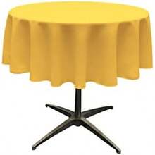 LA Lino poliéster Popelina Mantel Redondo, 129,54 cm,(129.5 cm (Redondo) Amarillo Oscuro) - Multicolor - Ver 1