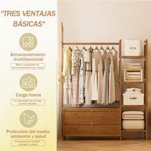 Rack Organizador Ropa Perchero Piso Multiusos Con 2 Cajones - Marrón - Ver 9