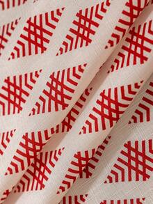 1 pièce Nappe rectangulaire bohème, motif géométrique de losanges rouges, décoration de franges beiges, lavable, nappe de table à manger, décoration de dessus de table, décoration de fête, nappe de fête, convient pour les rassemblements, les dîners, les fêtes, toutes les saisons - Rouge - Voir 10