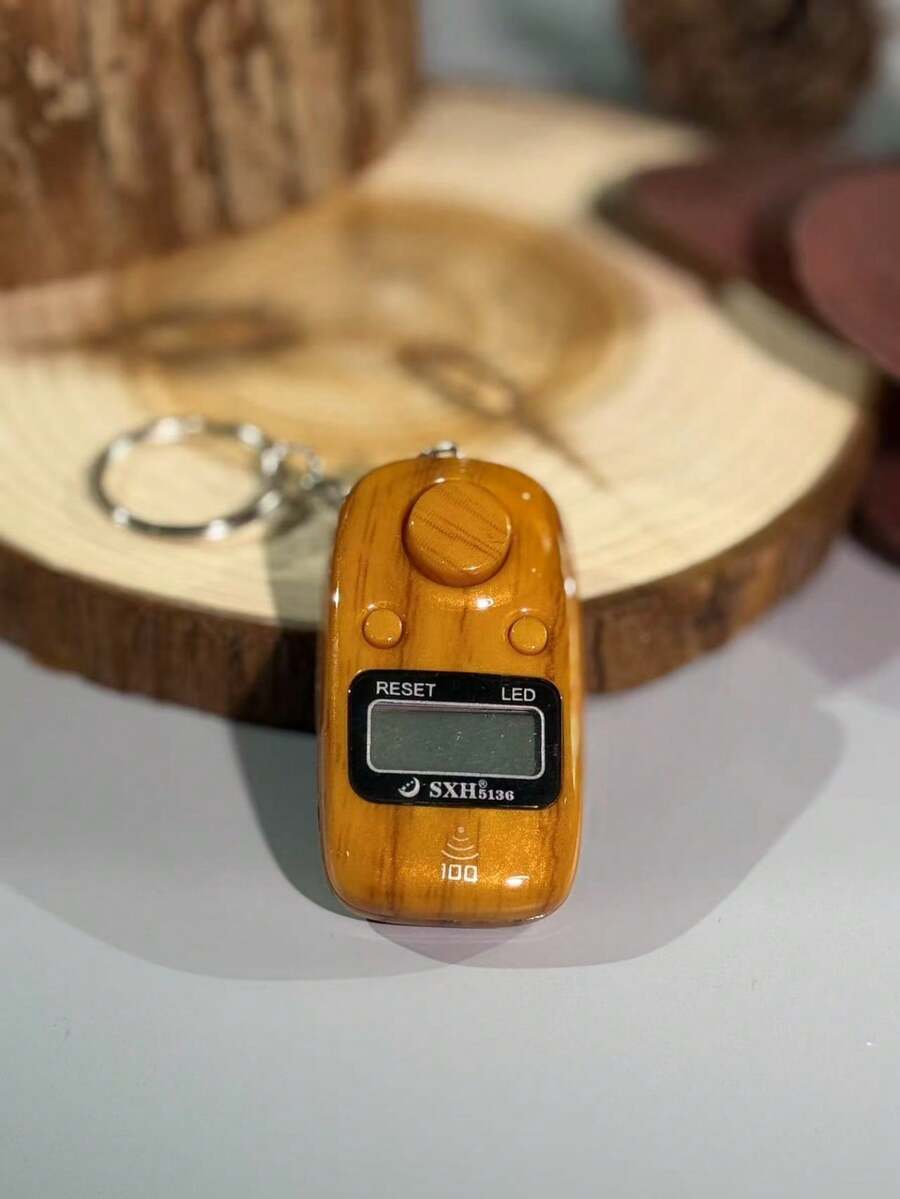 Customized Keychain Counter, Faux Wood Grain Texture Keyring Counter, LED Display/100 Beeps/Electronic Counter, Middle East Arabic, Digital Convenient Multipurpose Counter, Stress Relief Hand Press Counter Card, Suitable For Prayer Counting, Sports Counting, Business Use, Gifts For Men & Women, Digital Convenient Multipurpose Counter, Stress Relief Hand Press Counter Card - Multicolor - View 1