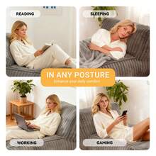 Bean Bag Chair, Comfy Giant Beanbag Chair For Adults,Corduroy Boneless Couch, Memory Foam Filled Bean Bag Sofa For Living Room, Bedroom Or Balcony,Light Gray - 淺灰色 - 查看 6