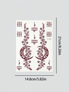 2 miếng dán hình xăm tạm thời hình hoa henna màu nâu, hình xăm nghệ thuật trên cơ thể, thích hợp cho vẽ trên cơ thể, thiết kế Mandala. - màu nâu - Xem 9