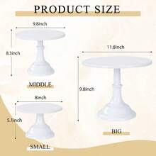 3pcs Cake Stand, Golden Cake Stand Set Disc Diameter 8" 10" 12", Perfect Dessert Table Display Set, Cupcake Cake Stands For Party, Wedding, Birthday, Baby Shower, Anniversary - trắng - Xem 8