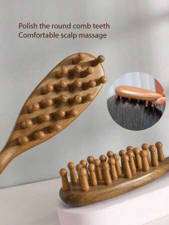 1Pc Sandalwood Thick Tooth Massage Comb Large Teeth Curl Comb Scalp Meridian Unblock Massage Body Hair Brush,Hair Brush,Comb,Hair Tools,Hair Products And Accessories For Barber Salon Beauty Travel Essentials, Meridian Massage Comb With 22 Nails, Handle And Toothed Comb For Household Use, Universal Scalp Meridian Comb For The Whole Body
