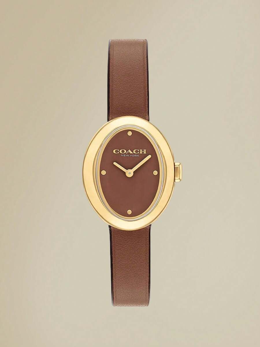 Coach SAMMY系列皮帶橢圓形無數位錶盤石英女錶手錶 - 紅色 - 查看 1