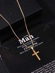 1pc Fashionable Hip-Hop Men's Stainless Steel Faith Cross Pendant Necklace, Personalized Necklace Jewelry For Daily Wear, Gift For Family And Friends (Note: Due To Lighting And Shooting Angle, There May Be Slight Color Difference Between The Actual Product And The Picture) - Multicolor - View 11