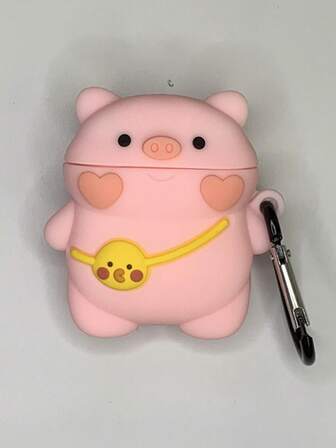 可爱小猪耳机套 - 萌趣动物主题无线耳机保护套，送给动物爱好者的完美礼物，适用于 1/2/3/4/Pro/Pro 2，独特的礼物创意
