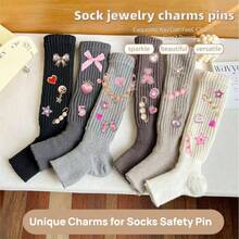 Junk Socks Charms Kit, 133PCS Shoe Charms Sneakers, Sock Jewelry Charms Brooches And Pins Women To Decorate Junk Socks, Hats - Pink - View 3