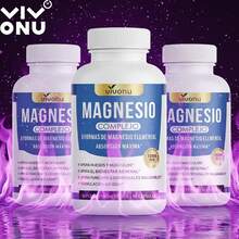VIVONU 1000mg Magnesium Composite Capsule, Containing 8 Elements, Including Glycine, Citrate, Malate, Calcium Taurate, Oxides, Carbonates, Aspartic Acid, Taurine Bone, Muscle, Recovery, Energy, Vegan, Non GMO, 90 Capsules - 3 bottle - 查看 10