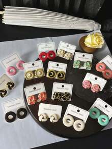 2/6/9 Pendientes de gota esmaltada de acero inoxidable resistentes a la corrosión y al desgaste, resistentes a la decoloración y la deformación. Diseñados para mujeres como pendientes de uso diario, festivo y de fiesta. Pendientes de regalo premium para el Día de San Valentín, regalo de joyería, regalo del Día de San Valentín, adecuados para el uso diario de las mujeres. - Multicolor - Ver 1