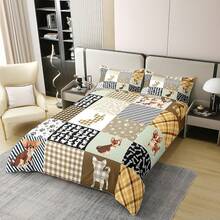 % Cotton Pink Dachshund Comforter Cover, Flower Floral Bedding Set, Kawaii Sausage Dog Duvet Cover, Lovely Puppy Quilt Cover, Soft Comfy, Dachshund Bedding - 綠色 - 查看 10