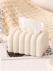 Porte-boîte de mouchoirs en forme de pain beige, un design facile à utiliser pour la décoration de la salle à manger et du salon, décoration d'intérieur simple - Blanc - Voir 1