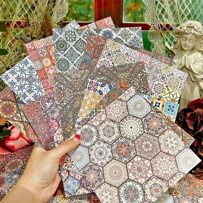 This Sticker Pack Contains 48 Tiles Pattern Stickers, With A Focus On Traditional Chinese Elements. It Is Both A DIY Sticker Book And A Handmade Sticker Set And Decorative Paper, Including 12 Different Paper-Cut Patterns. Suitable For Use In Diaries, Holiday Decorations, And More.