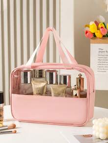 3pcs/Set High Quality PVC Makeup Bag, Suitable For Women And Girls, Large Capacity Travel Toiletry Organizer Bag With Zipper Closure, Lightweight, Fade-Resistant And Easy To Clean, Transparent PVC Makeup Bag, Beauty Products Storage Bag, Large Plastic Tote Travel Makeup Bag, Waterproof Handbag, Outdoor Travel Business Waterproof Dustproof Toiletry Cosmetic Organizer Bag, Gift, Convenient Waterproof Zipper Plastic Bag Toiletry Bag