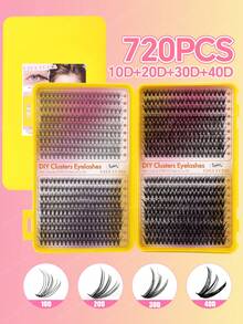 720/666/648 chiếc Cụm mi cong D Mi phân đoạn tự làm Dung tích lớn Sử dụng mi giả Sách, Thân thiện với người mới bắt đầu, Dễ sử dụng tại nhà, Mi giả siêu dày và mềm mại, Mi nối mềm mại và tự nhiên để làm to mắt - D - Xem 15