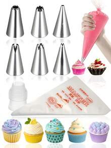 7 cái/100 cái/107 cái Vòi bắt kem bằng thép không gỉ và túi bắt kem, Bộ chuyển đổi, Bộ dụng cụ trang trí bánh bằng thép không gỉ, Vòi bắt kem, Túi đựng bánh ngọt, Trang trí bánh, Vòi bắt kem, Bánh ngọt, Bánh nướng nhỏ, Trang trí khay nướng, Dụng cụ làm bánh, Dụng cụ bắt kem, Dụng cụ làm bánh, Đồ dùng nhà bếp, Dụng cụ nướng bánh đa năng - Nhiều màu - Xem 11