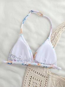 少女三件套比基尼，海星印花，三角网纱裙，休闲时尚泳装 - 彩色 - 查看 7