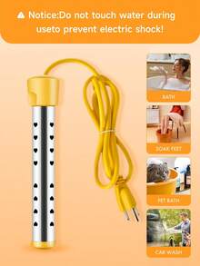 Mini Portable Stainless Steel Electric Water Heating Wand, With Intelligent Temperature Control, Automatic Power-Off To Prevent Dry Boiling, Efficient Heating, Uniform Heat Dissipation, High Durability, Suitable For Multiple Containers, And Meets The Hot Water Needs In Daily Life. - Xem 2