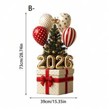 1pc 2026 New Year Reusable Vinyl Gold Balloon Static Cling Window Decal, Living Room Bedroom Home Decor, New Year Party Gift - Multicolor - View 11