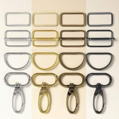 20 st/set metallspännen med sortiment, D-ring, rektangulär ring, glidande justeringsspänne, roterande krok, för gör-det-själv-sömnad, halsband för husdjur, kläder, handväskor