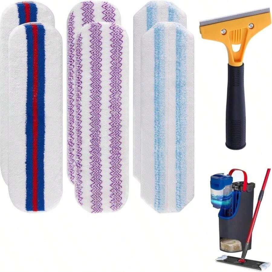 6 Pack Mop Replacement Pads Compatible With O Cedar H2pro Flat Mop System, Microfiber Mop Pads Replacements For O Cedar H2pro,Washable And Reusable H2pro Mop Refills For Hard Floor Deep Cleaning - 白色 - 查看 1