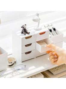 3-Tier Mini Stackable Plastic Desktop Drawers - Modern Multifunctional Storage Box, Smooth Sliding Drawers, Ideal For Organizing Office Supplies, Cosmetics/Jewelry And Small Accessories, Great For Students, Office Workers, Beauty Enthusiasts, Back To School And Autumn Storage