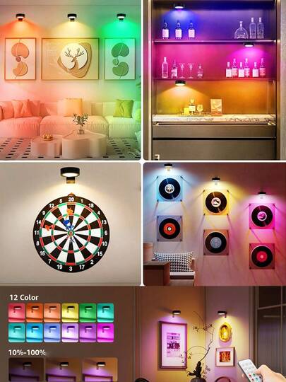 1/3/ RGB Led Wireless Metal Wand Art Battery Powered LED Picture Lights, Lamp, Fairy Lamps, Night Light, Lighting, Book Lights Room Adjustable Temperature, Frame Artworking Portrait, Stairs, Corridors, Bedroom ation, Interior, Living Room, ations, Birthday Home ations 150mAh Remote Control view 8