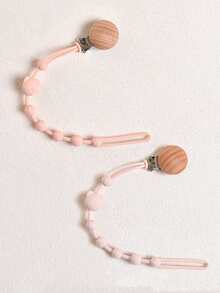 1-4pcs Customized Silicone Anti-Lost Strap For Pacifier, Bottle, Teether, Personalized Gift, Bear-Shaped Anti-Lost Strap, Suitable For Personalized Pacifier Clips For Boys And Girls, Customized Children's Name Wooden Pacifier Clips