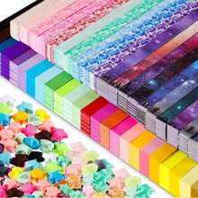 tiras de papel de origami para estrellas, tiras de papel de origami para estrellas de luz nocturna, manualidades de origami de estrella de la suerte, útiles escolares, cosas de la escuela, primer día de clases - Color Aleatorio - Ver 1