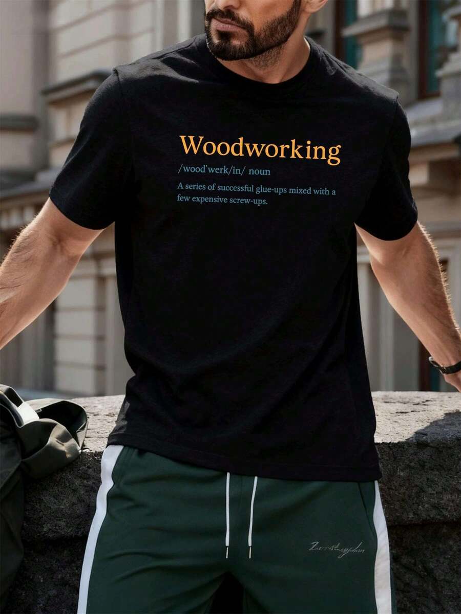 PLUS SIZE Woodworking Definition Tshirt Soft Cotton, Casual, Comfortable, Durable, Statement Print - Black - View 1
