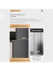 Mueble De Madera Cocina Con Cajones Puertas Estanterías 80cm - Gris - Ver 8