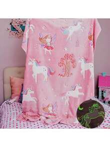 A Pink Children's Blanket That Glows At Night, Flannel Covered Blanket, Suitable For Children's Beds, Sofas, Travel Blankets, And Holiday Gifts For Children. - Multicolor - View 11