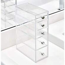 InterDesign Drawers Bathroom Storage Tower Plastic Cosmetic Organiser Drawers With 5 Drawers Clear - Clear - View 3