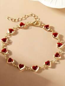 1pc Luxury Niche Fashion Heart-Shaped Women's Bracelet, Party & Gift For Friends - Multicolor - View 3