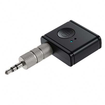 1入黑色通用3.5mm音頻插孔藍牙接收器車載發射器，可通過3.5mm AUX端口將手機音樂串流到車用音箱