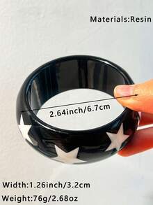 1 chiếc vòng tay nhựa sọc ngựa vằn Punk, thiết kế đa dạng với chất liệu gỗ, trang trí ngọc trai giả và đá giả, quà tặng trang sức tròn bất đối xứng thời trang cho phụ nữ - Nhiều màu - Xem 12