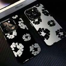 Phone Black Flower Luxury D-Denims-Tears Phone 16 15 14 13 12 11 Pro X XR 8 Plus Anti Fall Matte Back Cover - 1PC - 查看 3