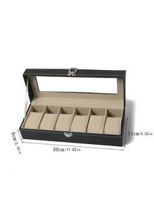 1-Piece Large-Capacity PU Watch Box, Watch Display Case, And Jewelry Storage Box - Black - View 9