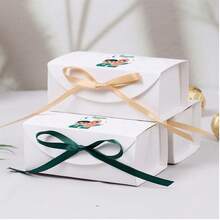 10 piezas Cajas de regalo rectangulares para empaquetar galletas y dulces con patrones infantiles, cajas de regalo para Eid decoradas con cintas para fiestas musulmanas - ladrillos cuadrados - Ver 6