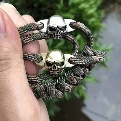 2个朋克骷髅头鞋带扣，独特的鞋子装饰配件