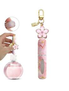 2/4/5个装花卉吊坠香水喷雾瓶，大理石花纹香水瓶带钥匙链，女士斜挎包装饰吊坠，迷你香水喷洒工具，生日礼物，节日礼物，旅行便携5毫升 - 彩色 - 查看 5