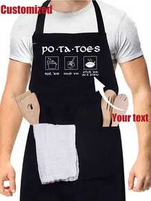 1pc Customized Chef Apron, Adjustable Funny Apron, Unisex, Birthday Gift, Father's Day Gift, Suitable For Him/Her, Housewarming Gift, Breathable, Lightweight, Washable, Cute, Shiny, Soft, Comfortable, Elegant, Customizable, Personalized, Unique, Suitable For Gifting To Him, Her, Boyfriend, Girlfriend, Dad, Mom, Family, Friends - Multicolor - View 34