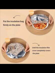 10/20/30PCS Reusable Aluminum Film Insulation Cover, Aluminum Foil Food Cover, Kitchen Preservation Insulation Film Stretch Cover, Durable Insulation For Fruits, Meals, Tableware, Insulated Food Containers, Meal Insulation, Reflective Surface, Heat-Resistant Cover