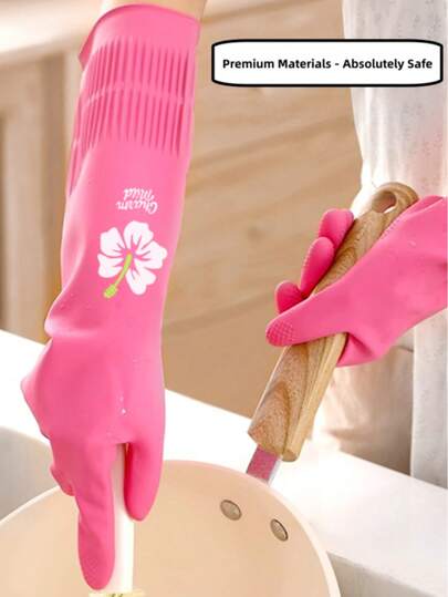 Durable Household Quality Rubber Dopamine Style Dishwashing Gloves - Odorless, Waterproof, Thick Nitrile Gloves For Washing Dishes And Laundry, Housewife's Reliable Helper, Essential For Home, Quality Rubber Gloves, Reliable Cleaning Companion, Kitchen Essential
