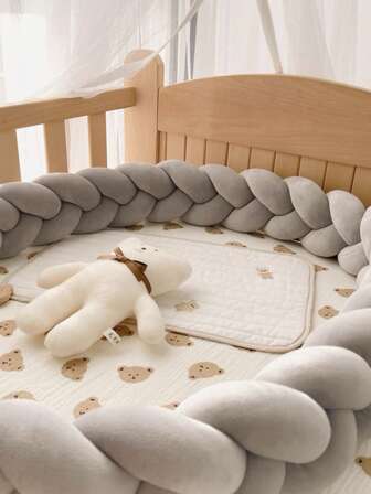1pc Braided Baby Crib Bumper, Newborn Anti-Collision Soft Pad, Nursery Room Decor
