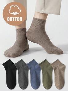 5 đôi tất cổ ngắn cotton trơn màu cho nam, thoáng khí, chống trượt, thoải mái cho mùa xuân, hè và thu - Nhiều màu - Xem 6