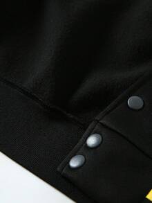 "Never Give Up" Creative Slogan Print, Casual Baseball Jacket With Letter Print, Color Blocking Design, Long Sleeves With Buttoned Front And Pockets, Machine Washable. - 黃色 - 查看 2