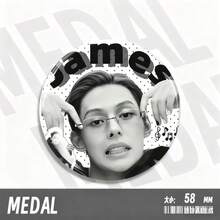 58mm Black-And-White Polka Dot Newspaper-Style Glossy Tin Badge Featuring A Circular Design With Black-And-White Idol Group Member Imagery And Polka Dot Newspaper Elements Ideal For Idol Fandom Support / Cosplay Accessories / Everyday Wear As A Brooch Or Pendant - Multicolor - View 5